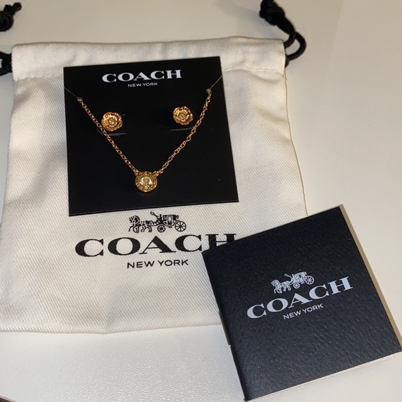 BRAND NEW Coach earrings and necklace set - Picture 2 of 2